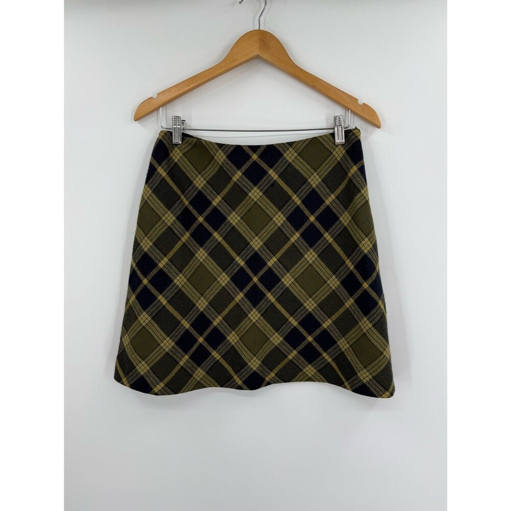 Jones New York Vintage Wool Plaid Mini Skirt | Olive/Black | Size 10